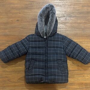Baby Boy Rokka & Rolla Faux Fur Windowpane Puffer Jacket